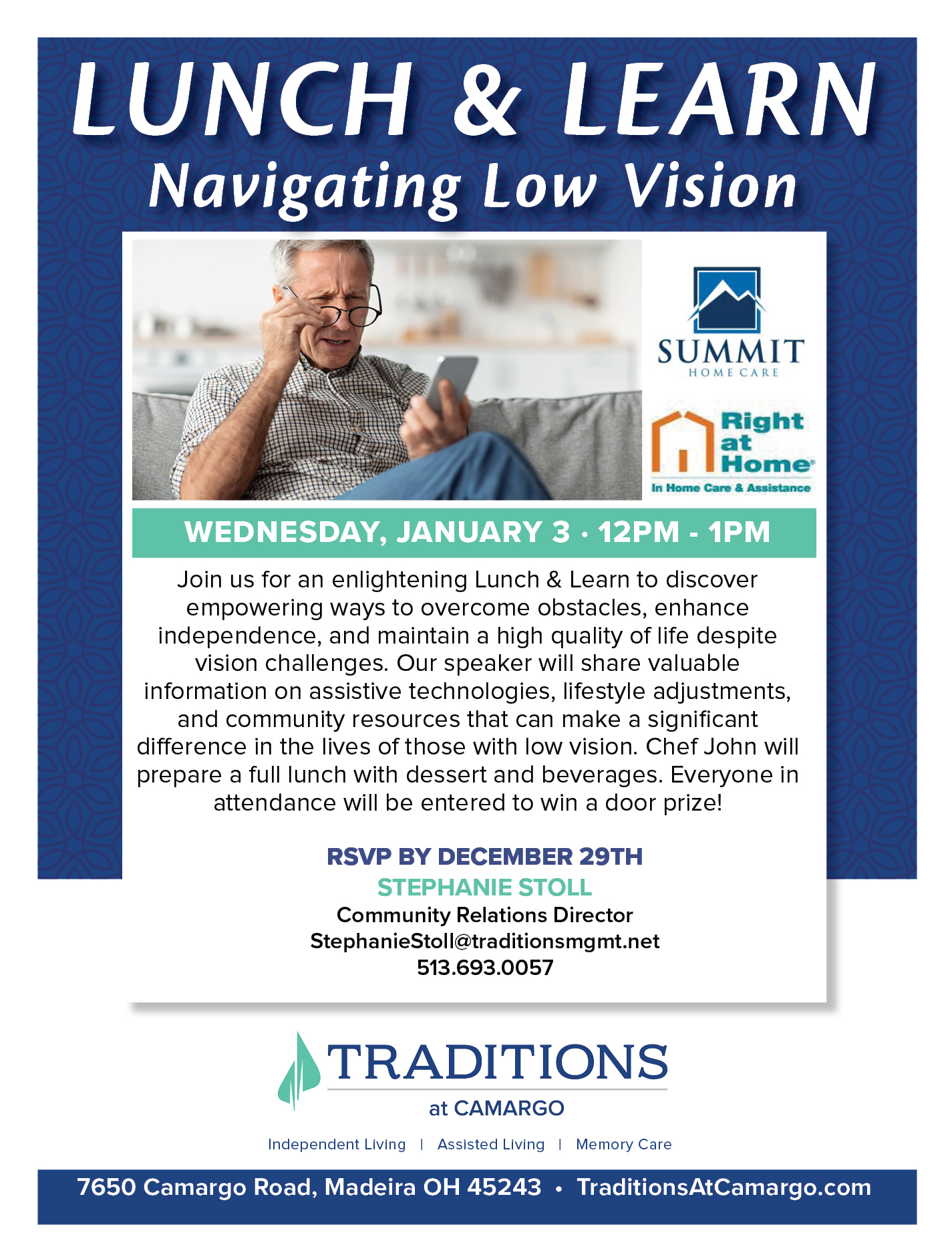 Lunch & Learn: Navigating Low Vision - Traditions at Camargo